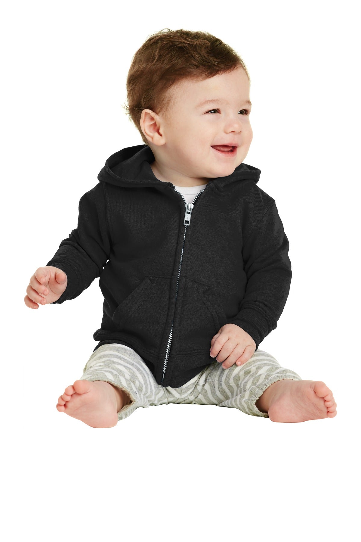 Joe's USA Infant Core Fleece Full-Zip Hooded Sweatshirt Infant & Toddler Port & Company Jet Black 06M