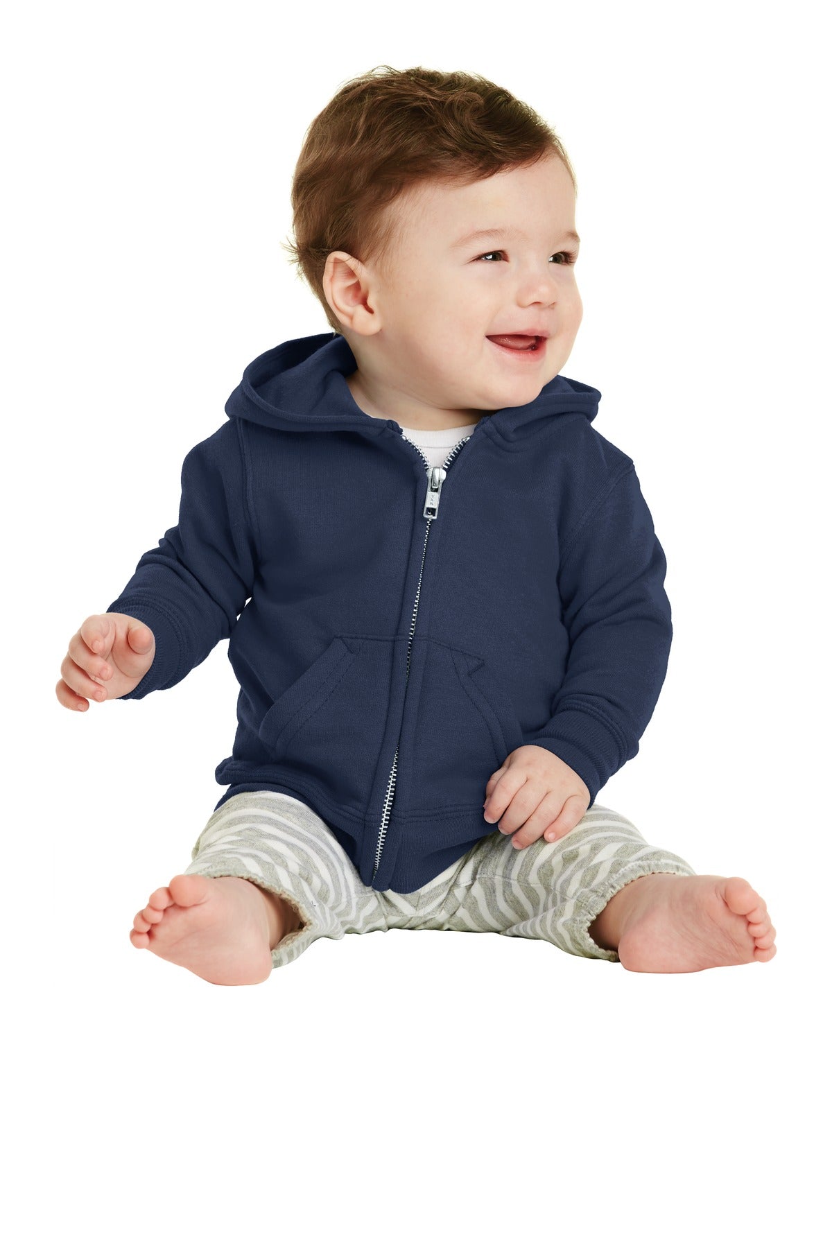 Joe's USA Infant Core Fleece Full-Zip Hooded Sweatshirt Infant & Toddler Port & Company Navy 06M