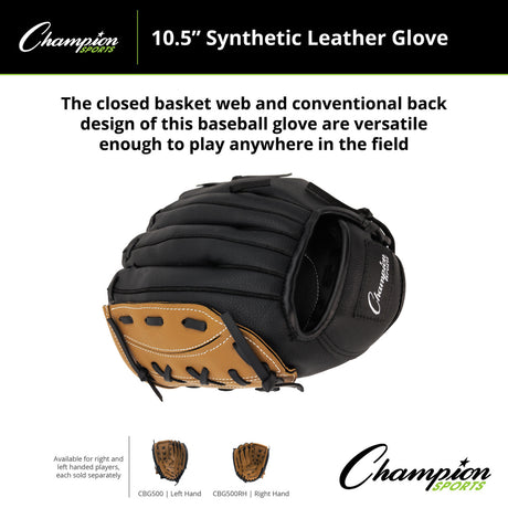 Champion Sports CBG500 10.5" SYNTHETIC LEATHER FIELDER'S GLOVE LEFT