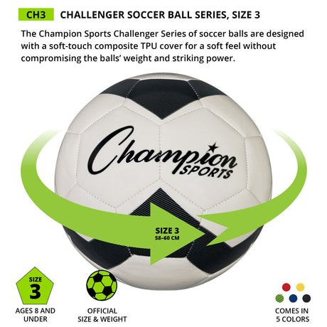 Champion Sports CH3RD Challenger Soccer Ball, Size 3 Red