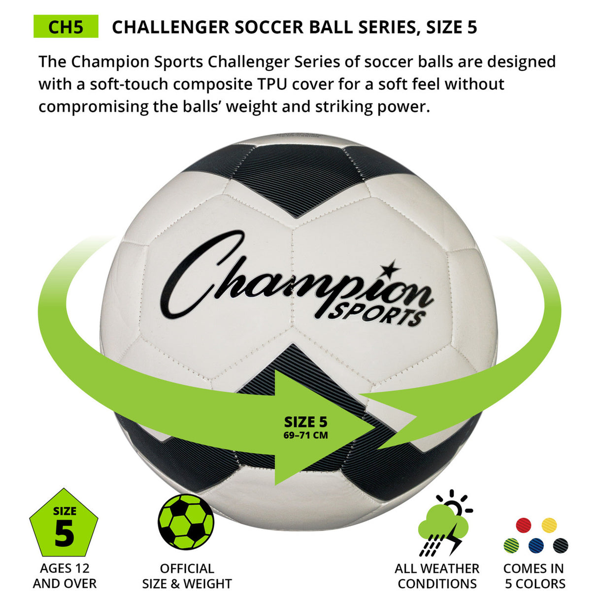 CHALLENGER SOCCER BALL, SIZE 5 RED
