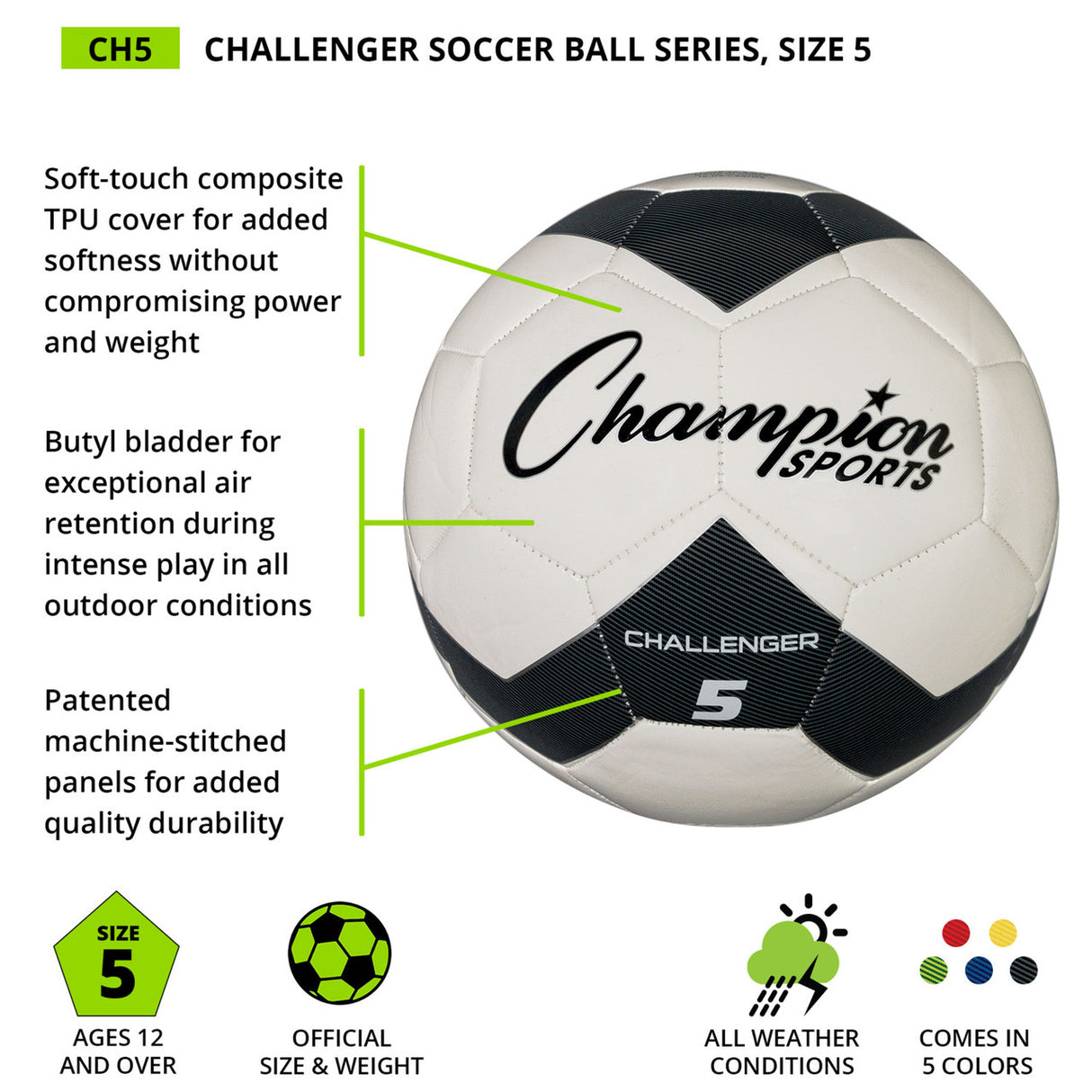 CHALLENGER SOCCER BALL, SIZE 5 RED