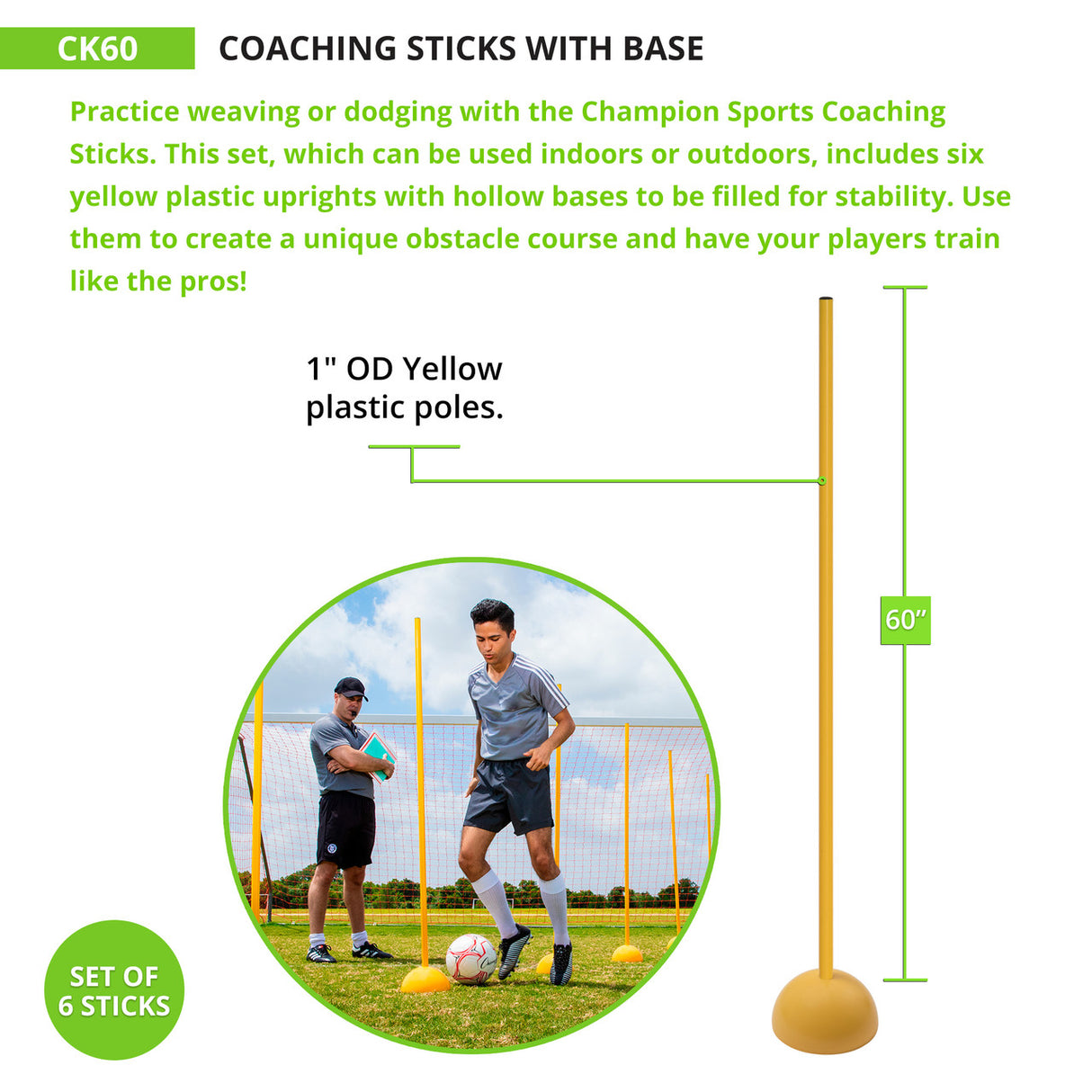 Champion Sports COACHING STICKS WITH BASE
