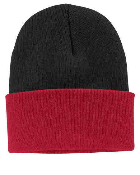 Joe's USA Knit Beanie Caps in 26 Colors Caps Joe's USA Black/ Athletic Red OSFA