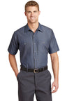 Red Kap ®  Short Sleeve Striped Industrial Work Shirt.  CS20 - Red Kap CS20