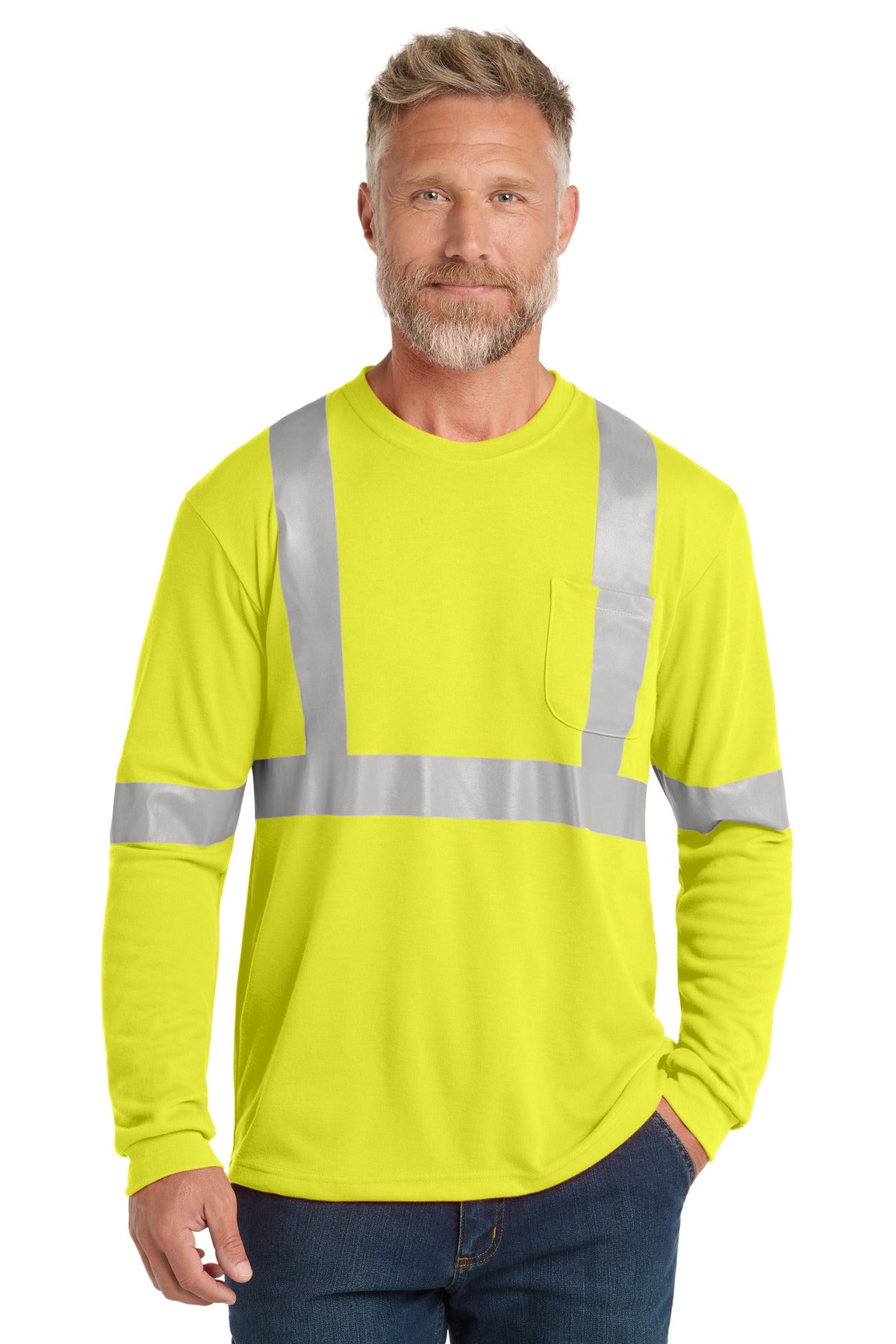 CornerStone ®  ANSI 107 Class 2 Long Sleeve Safety T-Shirt. CS401LS - CornerStone CS401LS