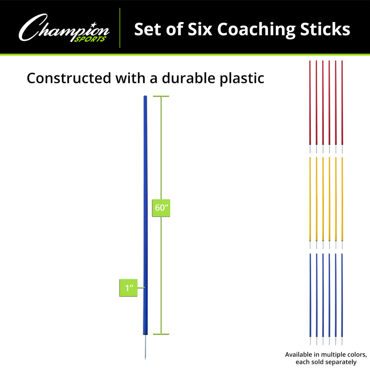 COACHING STICKS, SET OF 6 BLUE