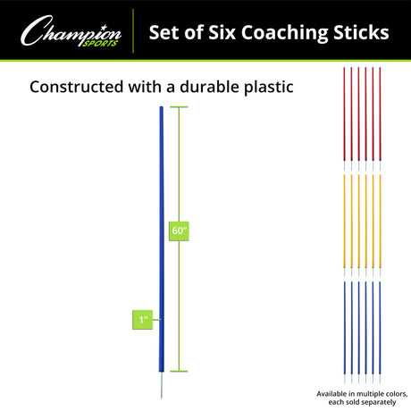 Champion Sports CS6BL Coaching Sticks, Set of 6 Blue