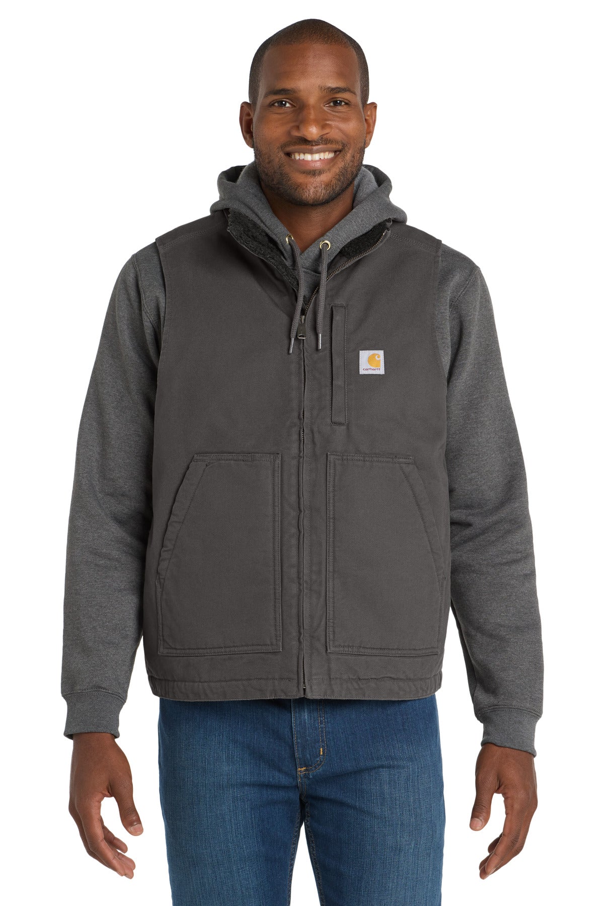 Carhartt グレー ダウンベスト 2XL REGULAR Carhartt CT104277 Sherpa-Lined Mock Neck Vest Custom Decorated
