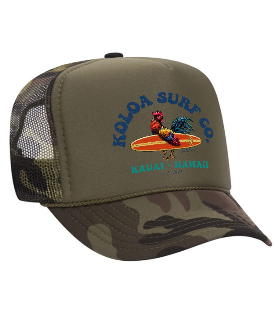 Koloa Cocky Surfer Foam Trucker Hat Koloa Surf Company DARK CAMO