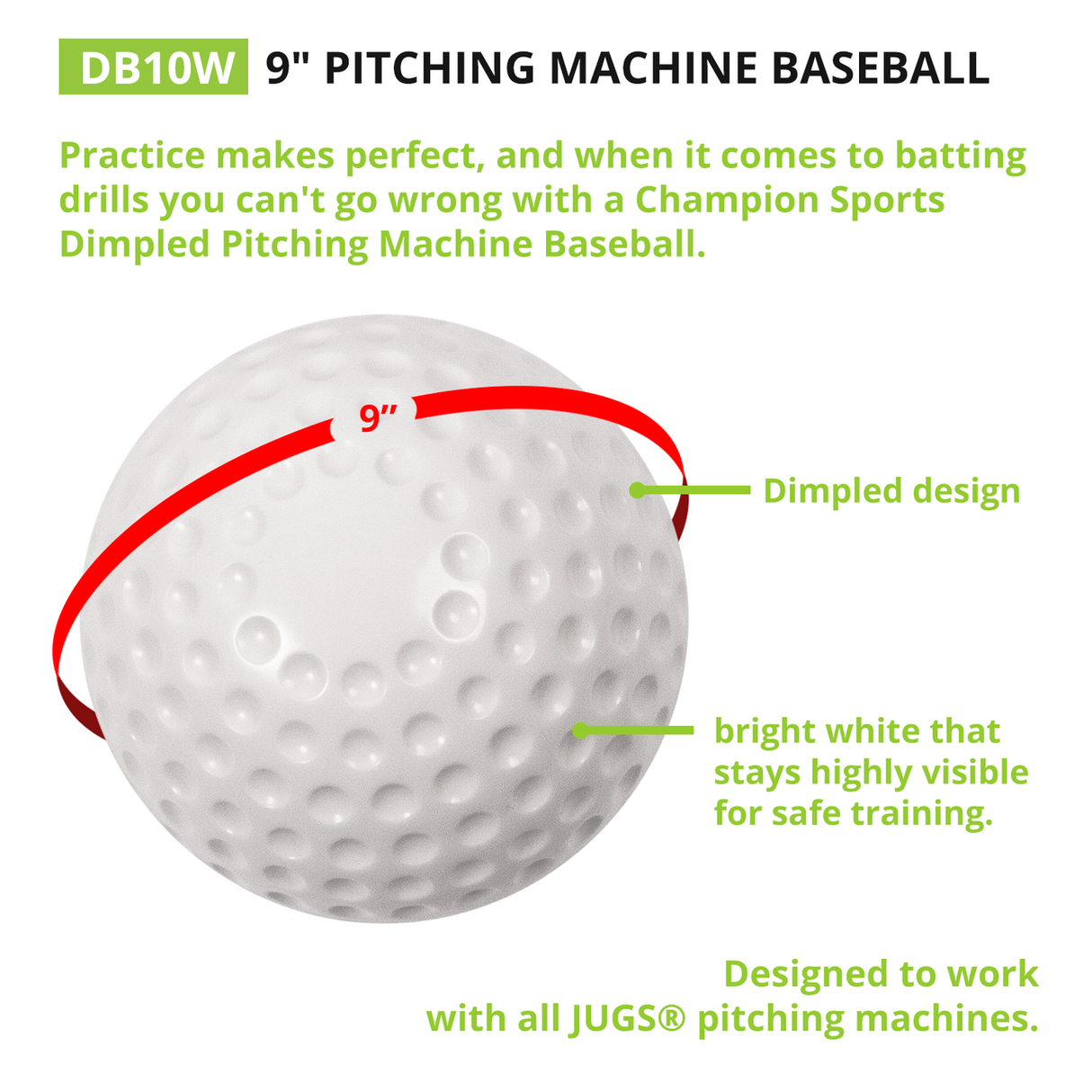 DIMPLED PITCHING MACHINE BASEBALLS WHITE