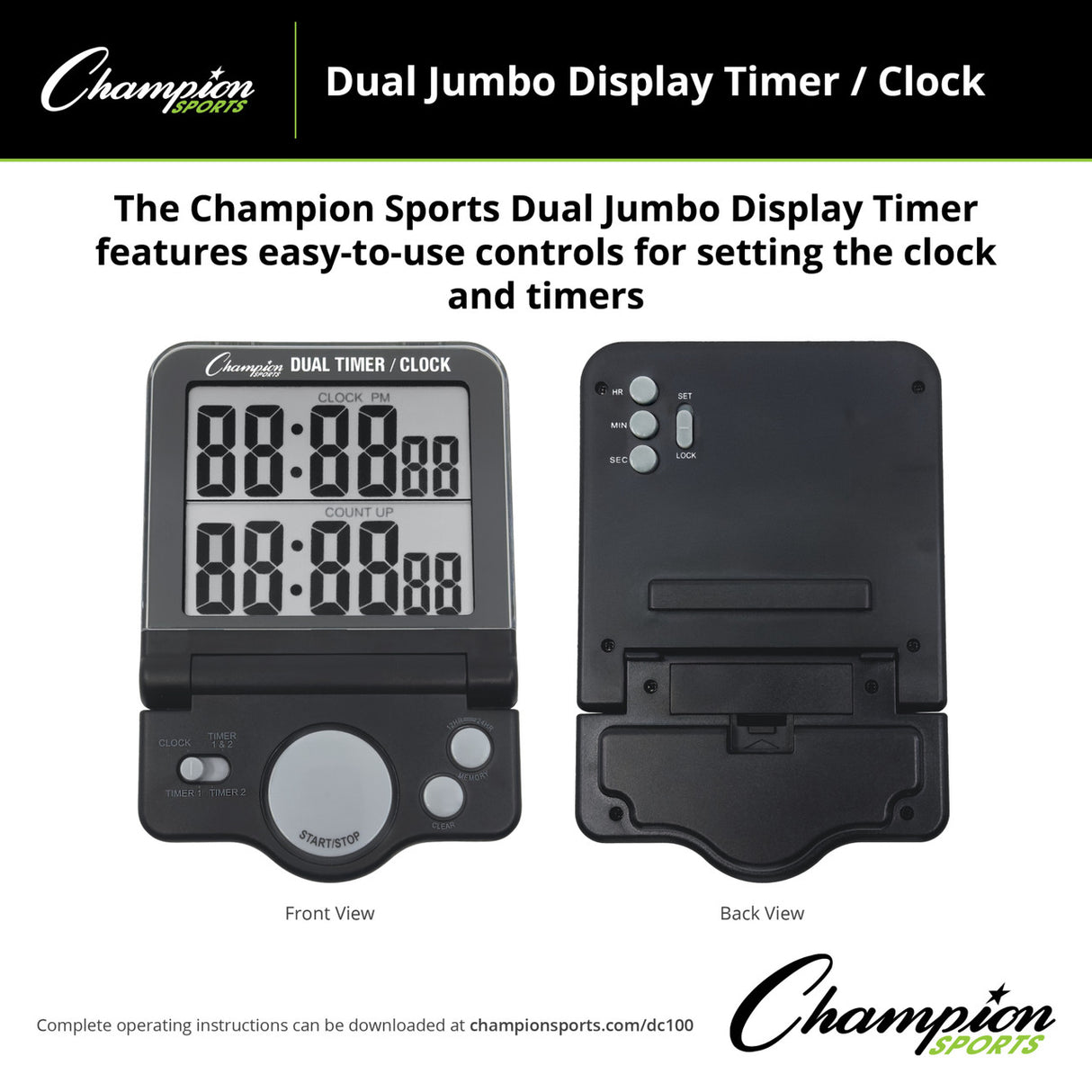 Champion Sports DUAL JUMBO DISPLAY TIMER