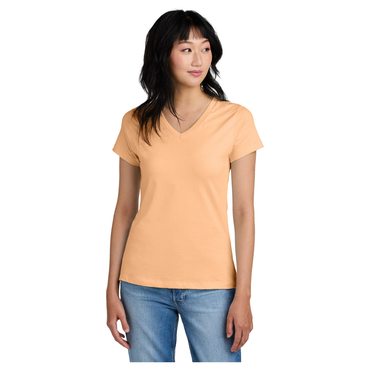 Ladies Perfect Weight V-Neck Tee Women's District Apricot