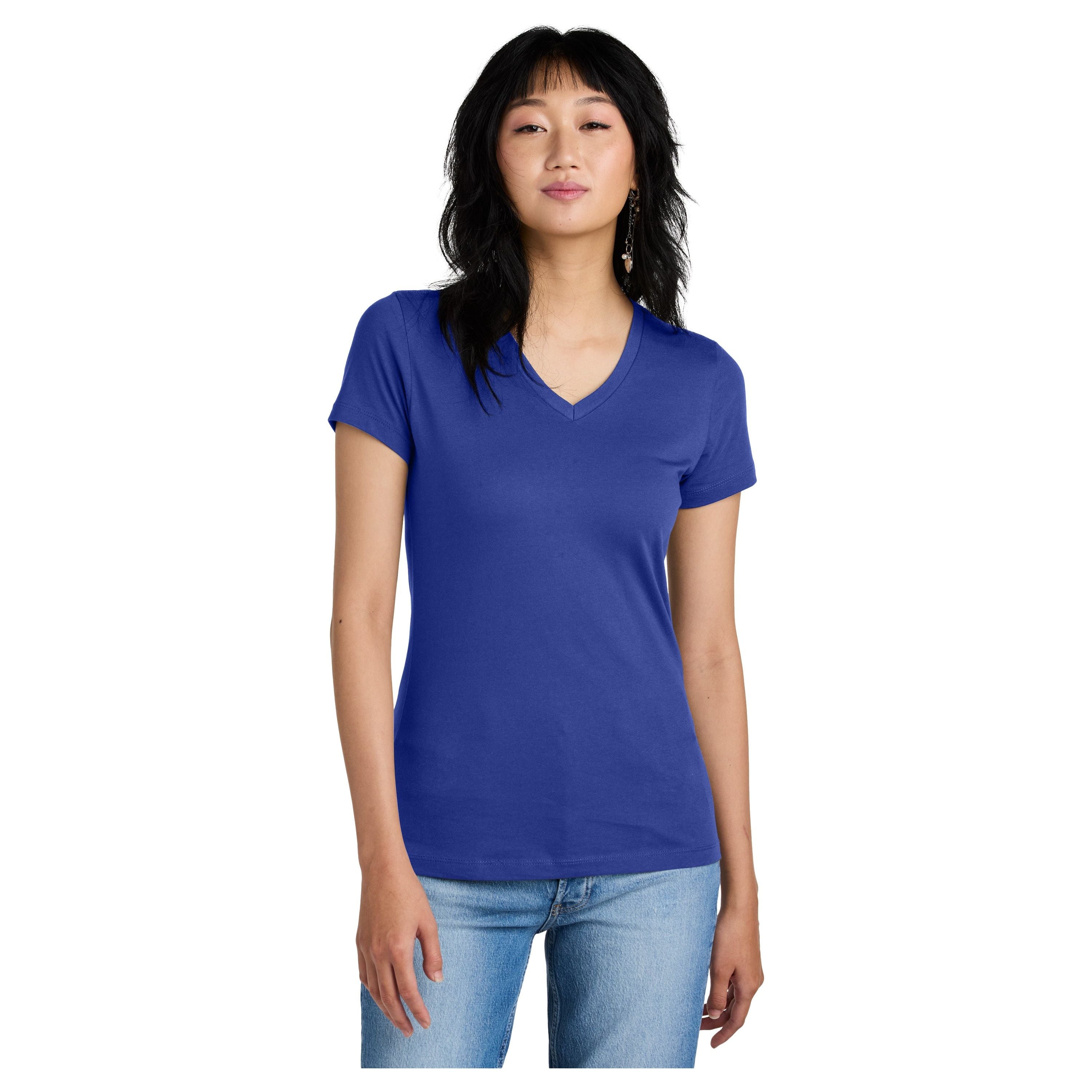 Ladies Perfect Weight V-Neck Tee Women's District Deep Royal