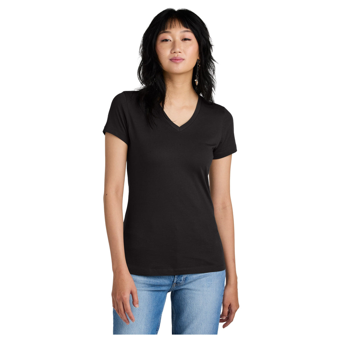 Ladies Perfect Weight V-Neck Tee Women's District Jet Black