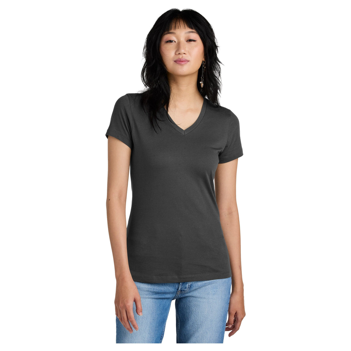 Ladies Perfect Weight V-Neck Tee Women's District Charcoal