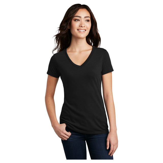 District® Women’s Perfect Blend® CVC V-Neck Tee DM1190L - Black Women's District Black X-Small