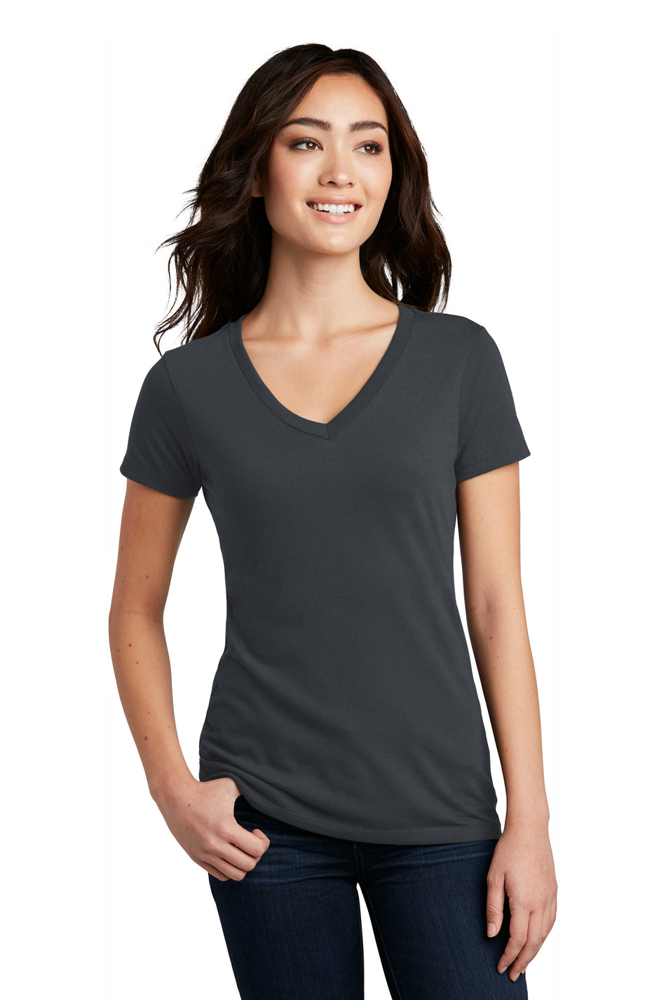 District® Women’s Perfect Blend® CVC V-Neck Tee DM1190L