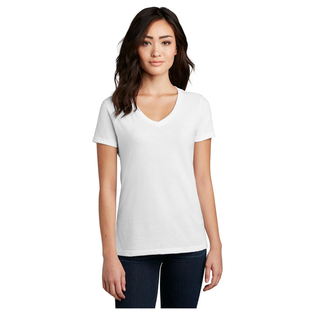 District® Women’s Perfect Blend® CVC V-Neck Tee DM1190L - White Women's District White X-Small