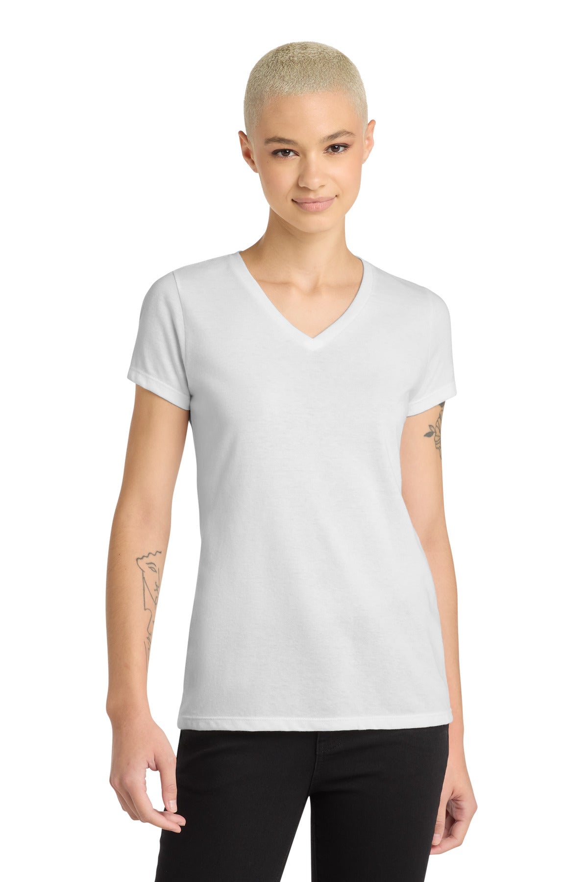 District ®  Women's Perfect Blend ®  CVC V-Neck Tee. DM1190L - District DM1190L