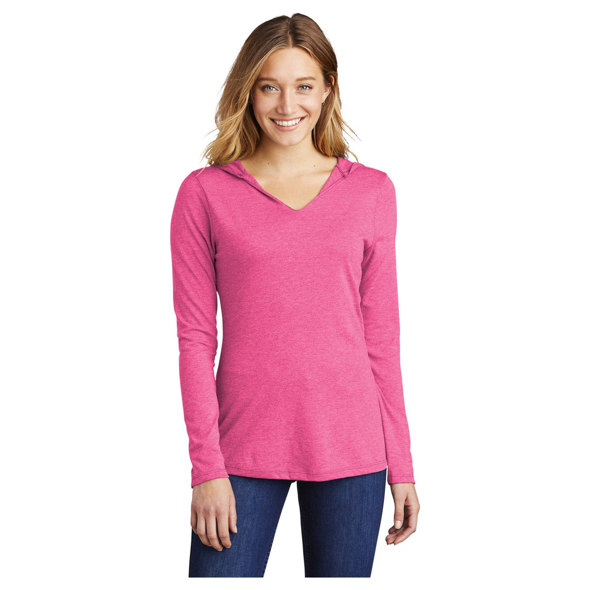 District ® Women’s Perfect Tri ® Long Sleeve Hoodie DM139L Women's District Fuchsia Frost XS