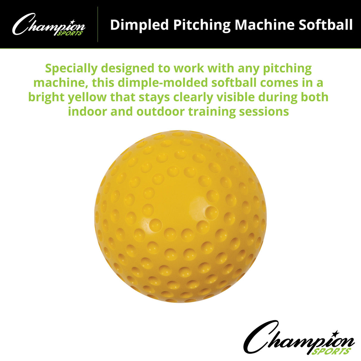 Champion Sports DIMPLED PITCHING MACHINE SOFTBALLS 12"D, YELLOW