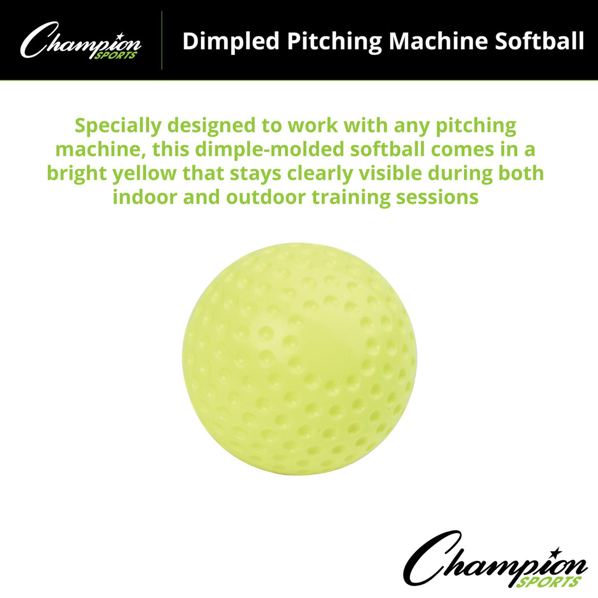 Champion Sports DIMPLED PITCHING MACHINE SOFTBALLS 12"D, YELLOW