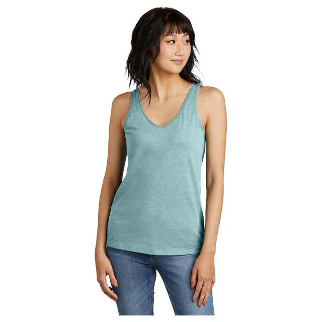 District® Women’s Perfect Blend® CVC V-Neck Tank DT154 Women's District Heathered Eucalyptus Blue XS