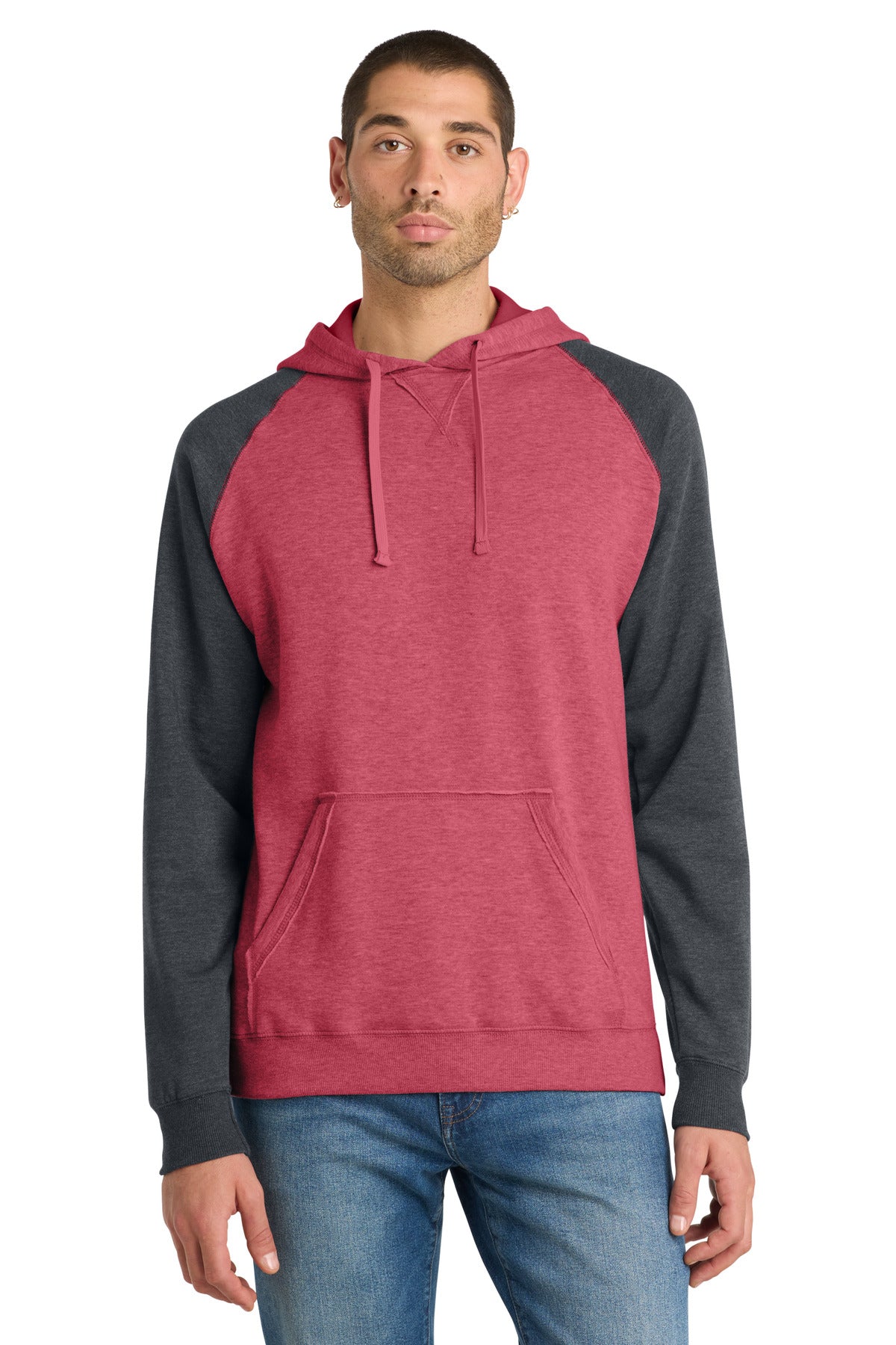 District ®  Young Mens Lightweight Fleece Raglan Hoodie.  DT196 - District DT196