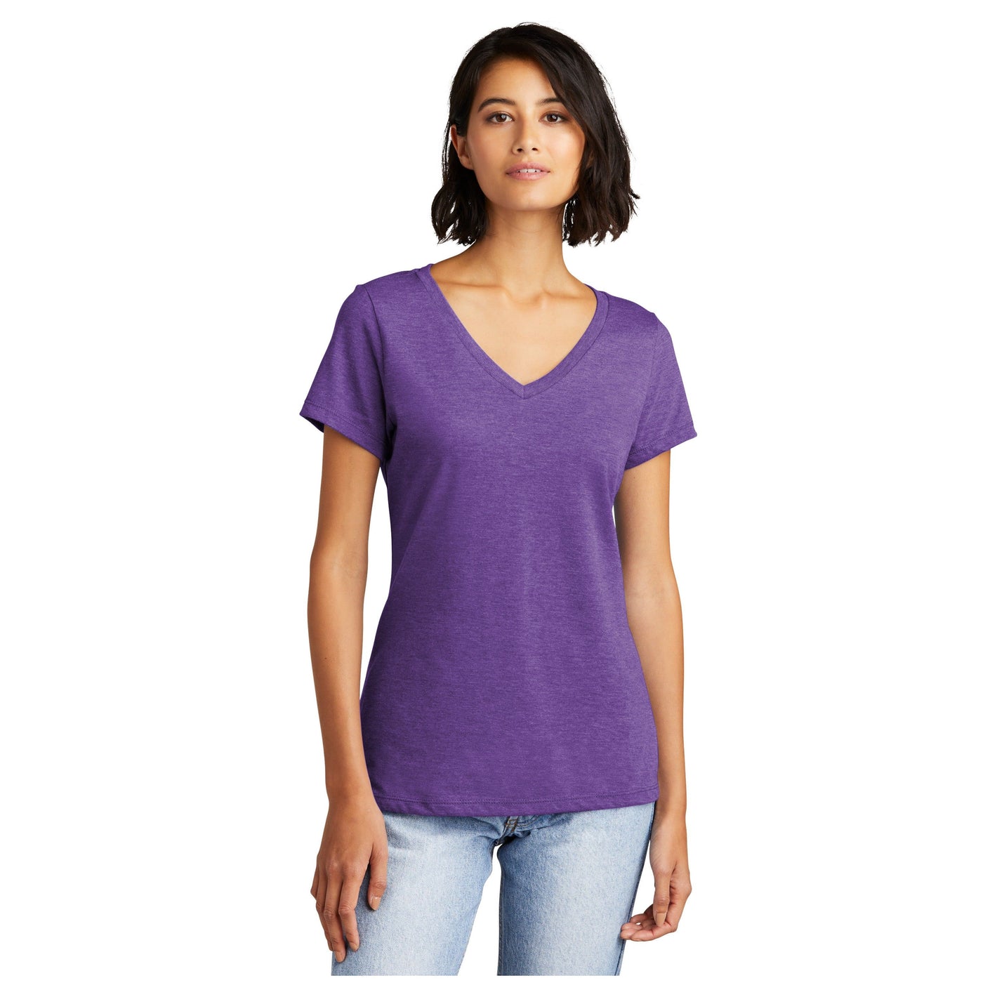 District® Women’s Very Important Tee® V-Neck DT6503 Women's District Heathered Purple XS