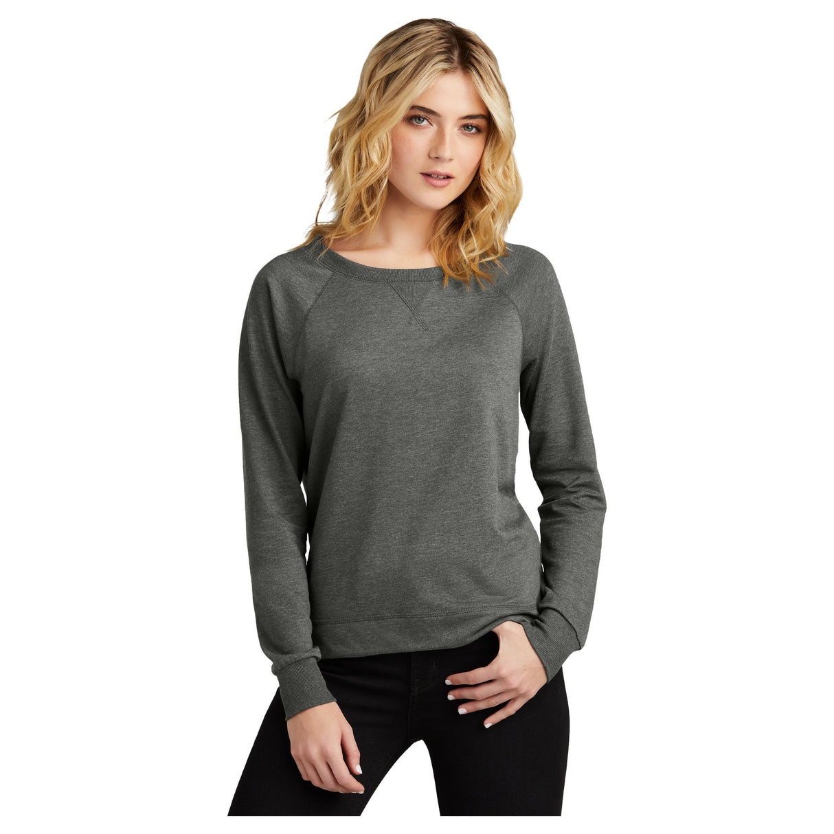 District® Women’s Featherweight French Terry™ Long Sleeve Crewneck DT672 Sweatshirts/Fleece District Washed Coal XS
