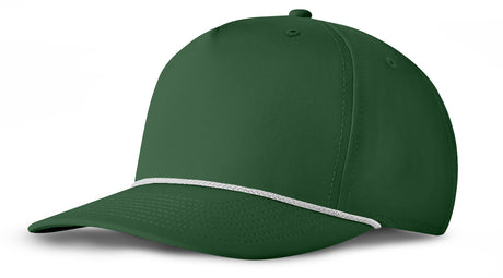 J7256 Clubhouse Performance Rope Cap - Dark Green with White Rope (Front)