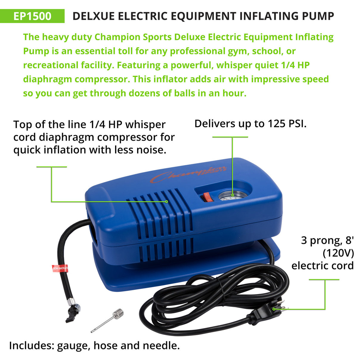 Champion Sports DELUXE ELECTRIC INFLATING PUMP