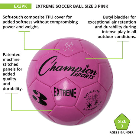 EXTREME SOCCER BALL, SIZE 3 BLACK