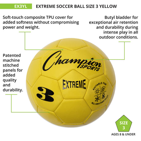 EXTREME SOCCER BALL, SIZE 3 BLACK