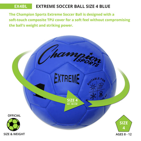 EXTREME SOCCER BALL, SIZE 4 BLACK