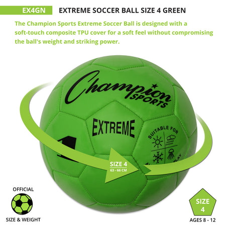 EXTREME SOCCER BALL, SIZE 4 BLACK