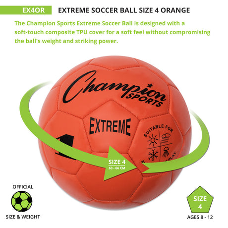 EXTREME SOCCER BALL, SIZE 4 BLACK