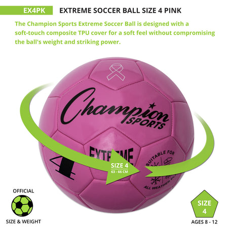 EXTREME SOCCER BALL, SIZE 4 BLACK