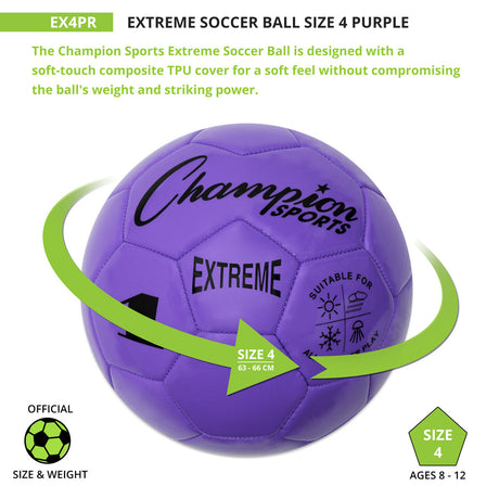 EXTREME SOCCER BALL, SIZE 4 BLACK