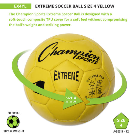 EXTREME SOCCER BALL, SIZE 4 BLACK