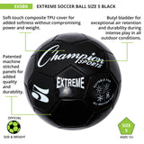 EXTREME SOCCER BALL, SIZE 5 BLACK