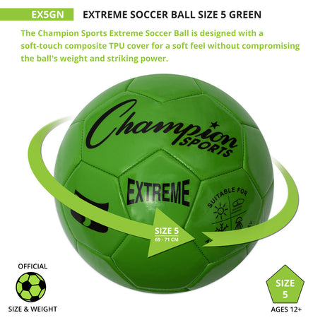 EXTREME SOCCER BALL, SIZE 5 BLACK