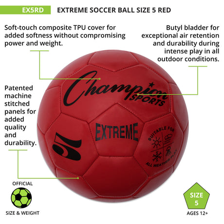EXTREME SOCCER BALL, SIZE 5 BLACK