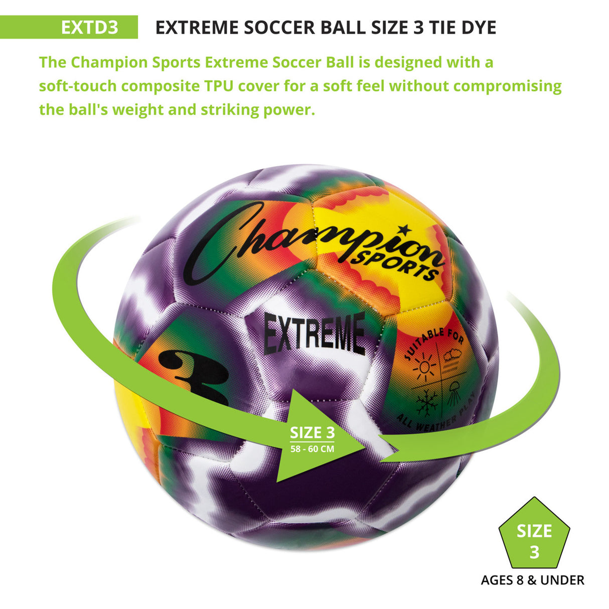 EXTREME SOCCER BALL, SIZE 3 BLACK