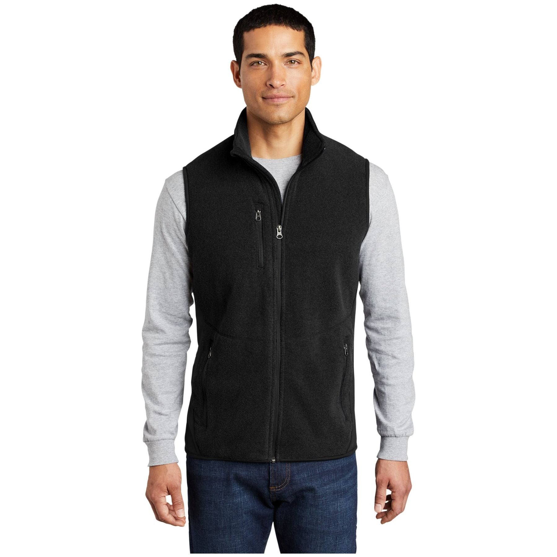 Port Authority ® R-Tek ® Pro Fleece Full-Zip Vest. F228 - Port Authority F228 Outerwear Port Authority Black/ Black XS