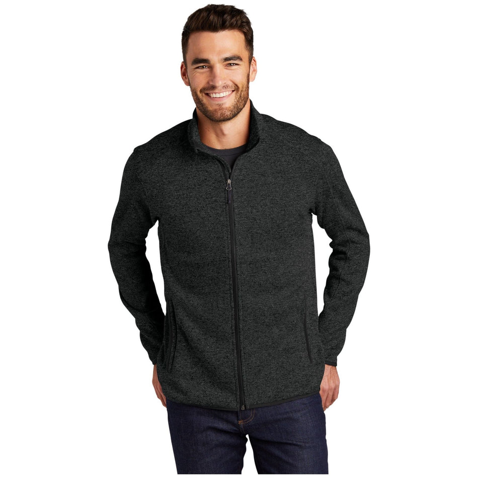 Port Authority ® Sweater Fleece Jacket. F232 - Port Authority F232 Outerwear Port Authority Black Heather XS