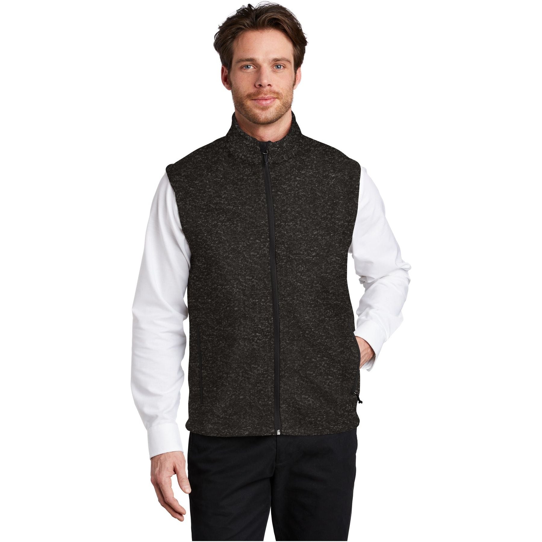 Port Authority ® Sweater Fleece Vest F236 - Port Authority F236 Outerwear Port Authority Black Heather XS