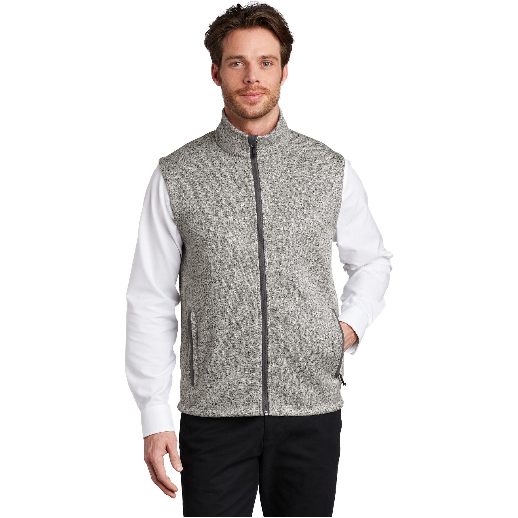 Port Authority ® Sweater Fleece Vest F236 - Port Authority F236 Outerwear Port Authority Grey Heather XS