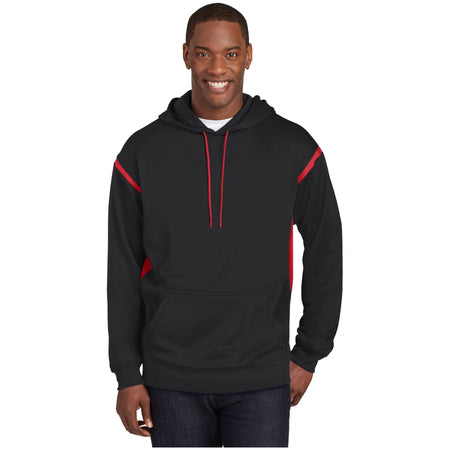 Sport-Tek ® Tech Fleece Colorblock Hooded Sweatshirt. F246 - Sport-Tek F246 Activewear Sport-Tek Black/ True Red XS